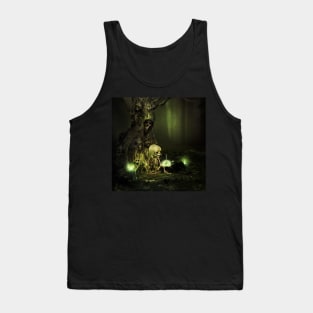 Alone in the creepy night, cute skeleton with crow Tank Top